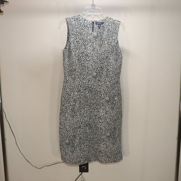 Lands End Herringbone Sleeveless Ponte Pencil Dress Black White Pockets Size 8 - Picture 2 of 15